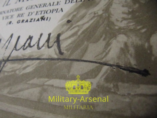 Rodolfo Graziani Maresciallo d'Italia autografo su attestato | Military Arsenal