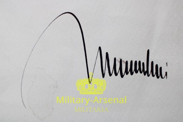 Documento autografo Vittorio Emanuele III e Mussolini  | Military Arsenal