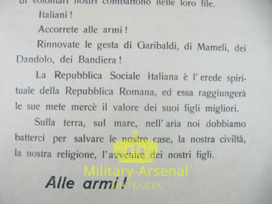 Volantino RSI Repubblica Sociale Italiana 3 | Military Arsenal