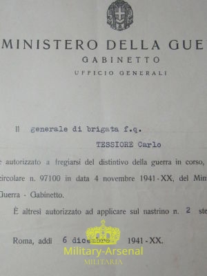 Diploma Generale Tessiore Carlo | Military Arsenal