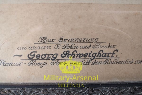 WWI Germania quadro con foto caduto 1918 Pionier-Kompanie | Military Arsenal