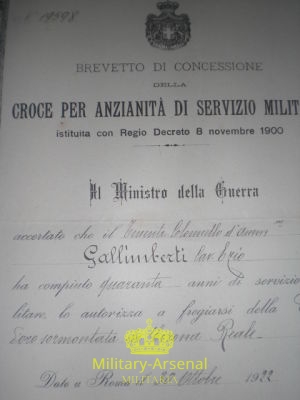 Diploma per Croce di Anzianità | Military Arsenal