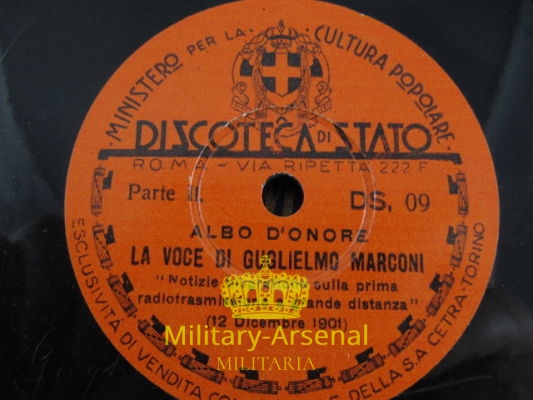 Guglielmo Marconi disco 78 giri Discoteca di Stato | Military Arsenal