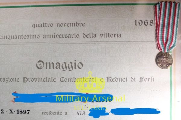 Diploma ricordo cinquantesimo annivesario della vittoria Forlì | Military Arsenal