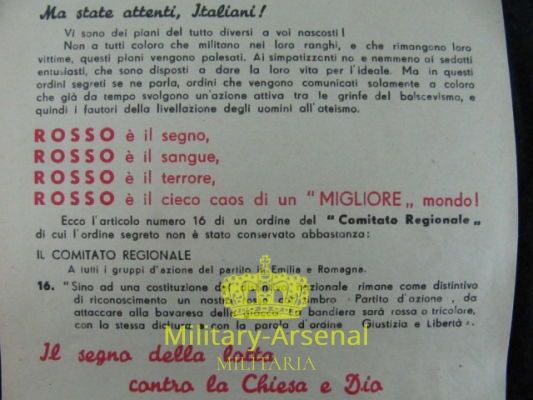 Volantino di Propaganda RSI Repubblica Sociale Italiana | Military Arsenal