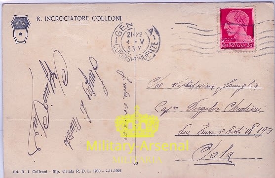 Cartolina Regio Incrociatore Colleoni | Military Arsenal