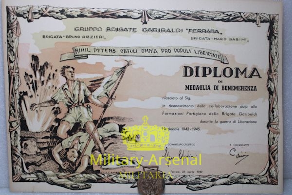 WWII resistenza partigiani Brigate Garibaldi "FERRARA" diploma | Military Arsenal
