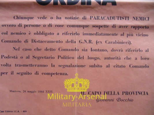 RSI Repubblica Sociale Italiana Mantova manifesto | Military Arsenal
